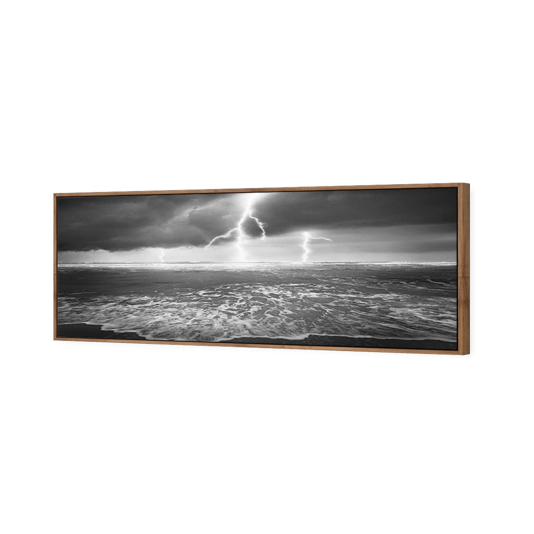 Lightning Beach, Black and White (Long) Lightning Beach, Black And White (Long) -WALL ART DESGIN SALE lightning beach black and white long canvas natural frame 60x20cm 791020