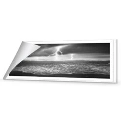 Lightning Beach, Black And White (Long) 8 Lightning Beach, Black And White (Long) -WALL ART DESGIN SALE lightning beach black and white long canvas rolled canvas 60x20cm 331807