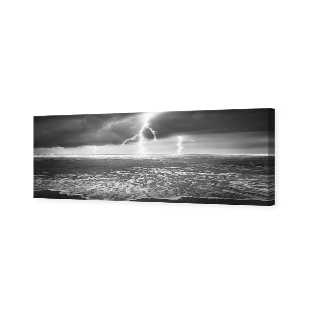 Lightning Beach, Black and White (Long) Lightning Beach, Black And White (Long) -WALL ART DESGIN SALE lightning beach black and white long canvas stretched canvas 60x20cm 848875