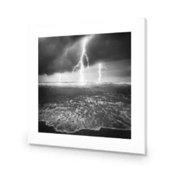 Lightning Beach, Black And White (Square) -WALL ART DESGIN SALE lightning beach black and white square acrylic glass with border no frame 37x37cm 837787