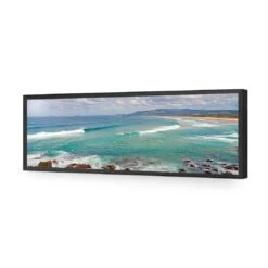 Line Up Back Beach -WALL ART DESGIN SALE line up back beach acrylic glass no border black frame 90x30cm 785504