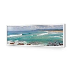 Line Up Back Beach -WALL ART DESGIN SALE line up back beach acrylic glass no border white frame 90x30cm 630529