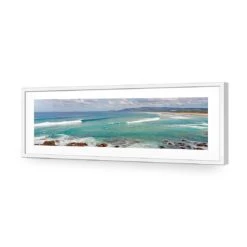 Line Up Back Beach -WALL ART DESGIN SALE line up back beach acrylic glass with border white frame 90x30cm 872366