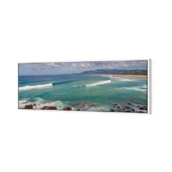 Line Up Back Beach -WALL ART DESGIN SALE line up back beach canvas white floating frame 60x20cm 317049