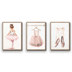 Little Ballerina 1 - Trio Art Set -WALL ART DESGIN SALE little ballerina 1 trio art set acrylic glass no border natural frame 45x30cm 525181