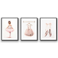 Little Ballerina 1 - Trio Art Set -WALL ART DESGIN SALE little ballerina 1 trio art set acrylic glass with border black frame 45x30cm 589285