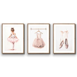Little Ballerina 1 - Trio Art Set -WALL ART DESGIN SALE little ballerina 1 trio art set acrylic glass with border natural frame 45x30cm 456520