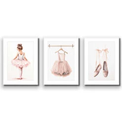 Little Ballerina 1 - Trio Art Set -WALL ART DESGIN SALE little ballerina 1 trio art set acrylic glass with border white frame 45x30cm 648231