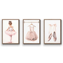 Little Ballerina 1 - Trio Art Set -WALL ART DESGIN SALE little ballerina 1 trio art set canvas natural floating frame 45x30cm 292308