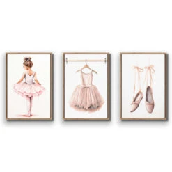 Little Ballerina 1 - Trio Art Set -WALL ART DESGIN SALE little ballerina 1 trio art set canvas oak floating frame 45x30cm 256001