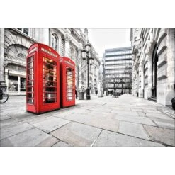 London Red Phone Booths Canvas Art