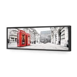 London Red Phone Booths (long) -WALL ART DESGIN SALE london red phone booths long acrylic glass no border black frame 90x30cm 678264