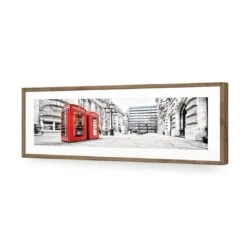 London Red Phone Booths (long) -WALL ART DESGIN SALE london red phone booths long acrylic glass with border natural frame 90x30cm 249593