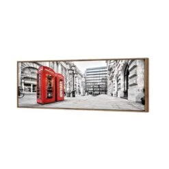 London Red Phone Booths (long) -WALL ART DESGIN SALE london red phone booths long canvas natural floating frame 60x20cm 371698