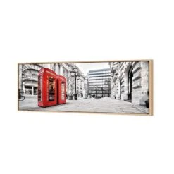 London Red Phone Booths (long) -WALL ART DESGIN SALE london red phone booths long canvas oak floating frame 60x20cm 956999