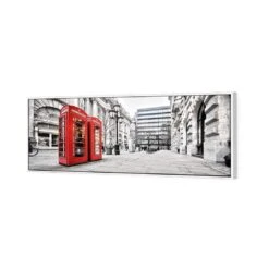 London Red Phone Booths (long) -WALL ART DESGIN SALE london red phone booths long canvas white floating frame 60x20cm 570257