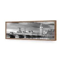 London River Reflections, Black And White (long) -WALL ART DESGIN SALE london river reflections black and white long acrylic glass no border natural frame 90x30cm 756514