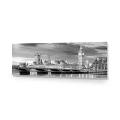 London River Reflections, Black And White (long) -WALL ART DESGIN SALE london river reflections black and white long acrylic glass no border no frame 90x30cm 145135