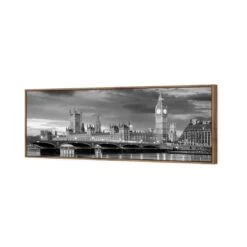 London River Reflections, Black And White (long) -WALL ART DESGIN SALE london river reflections black and white long canvas natural floating frame 60x20cm 370018