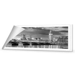London River Reflections, Black And White (long) -WALL ART DESGIN SALE london river reflections black and white long canvas rolled canvas 60x20cm 215209