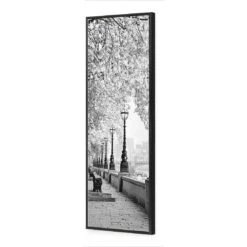 London Riverwalk, B&W Long Canvas Art -WALL ART DESGIN SALE london riverwalk bw long canvas art 60x20cm black frame 631517