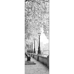 London Riverwalk, B&W Long Canvas Art
