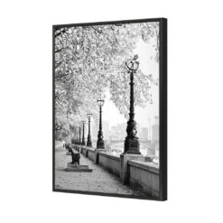 London Riverwalk, B&W Rectangle Canvas Art -WALL ART DESGIN SALE london riverwalk bw rectangle canvas art 45x30cm black frame 101926