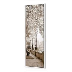 London Riverwalk, Sepia, Long Canvas Art -WALL ART DESGIN SALE london riverwalk sepia long canvas art 60x20cm white frame 342719