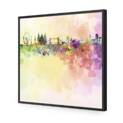 London Skyline, Watercolour (square) -WALL ART DESGIN SALE london skyline watercolour square acrylic glass no border black frame 37x37cm 353858