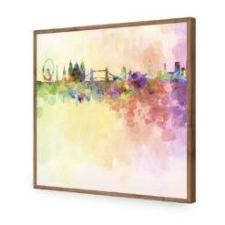 London Skyline, Watercolour (square) -WALL ART DESGIN SALE london skyline watercolour square acrylic glass no border natural frame 37x37cm 959761