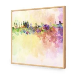 London Skyline, Watercolour (square) -WALL ART DESGIN SALE london skyline watercolour square acrylic glass no border oak frame 37x37cm 399232