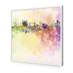 London Skyline, Watercolour (square) -WALL ART DESGIN SALE london skyline watercolour square acrylic glass no border white frame 37x37cm 974028