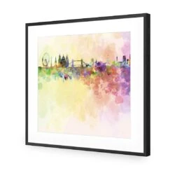 London Skyline, Watercolour (square) -WALL ART DESGIN SALE london skyline watercolour square acrylic glass with border black frame 37x37cm 758596