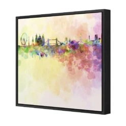 London Skyline, Watercolour (square) -WALL ART DESGIN SALE london skyline watercolour square canvas black floating frame 37x37cm 603612