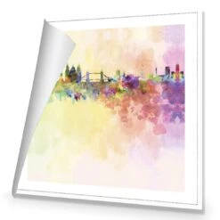 London Skyline, Watercolour (square) -WALL ART DESGIN SALE london skyline watercolour square canvas rolled canvas 37x37cm 407805