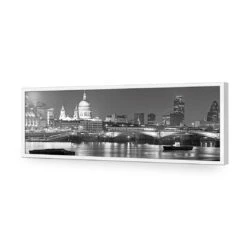 London Thames, Black And White (Long) -WALL ART DESGIN SALE london thames black and white long acrylic glass no border white frame 90x30cm 525738
