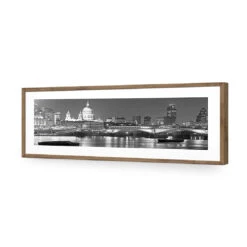London Thames, Black And White (Long) -WALL ART DESGIN SALE london thames black and white long acrylic glass with border natural frame 90x30cm 279311