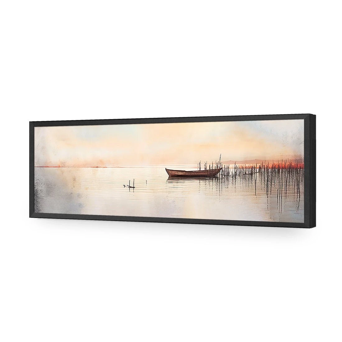 Lonely Boat Lonely Boat -WALL ART DESGIN SALE lonely boat acrylic glass no border black frame 90x30cm 610979