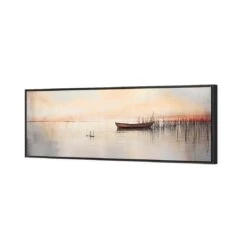 Lonely Boat 5 Lonely Boat -WALL ART DESGIN SALE lonely boat canvas black frame 60x20cm 803516