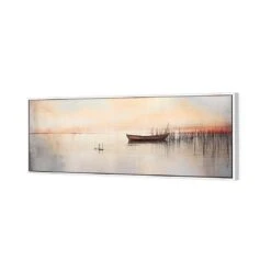 Lonely Boat 6 Lonely Boat -WALL ART DESGIN SALE lonely boat canvas white frame 60x20cm 478500