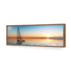 Lonely Yacht (Long) -WALL ART DESGIN SALE lonely yacht long acrylic glass no border natural frame 90x30cm 678708
