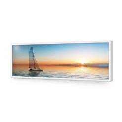 Lonely Yacht (Long) -WALL ART DESGIN SALE lonely yacht long acrylic glass no border white frame 90x30cm 761381