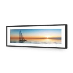 Lonely Yacht (Long) -WALL ART DESGIN SALE lonely yacht long acrylic glass with border black frame 90x30cm 839748