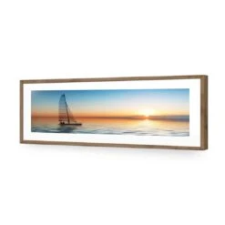 Lonely Yacht (Long) -WALL ART DESGIN SALE lonely yacht long acrylic glass with border natural frame 90x30cm 472546