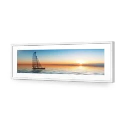 Lonely Yacht (Long) -WALL ART DESGIN SALE lonely yacht long acrylic glass with border white frame 90x30cm 448240