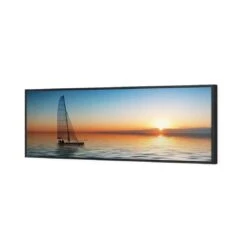Lonely Yacht (Long) -WALL ART DESGIN SALE lonely yacht long canvas black floating frame 60x20cm 867730