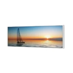Lonely Yacht (Long) -WALL ART DESGIN SALE lonely yacht long canvas white floating frame 60x20cm 136533