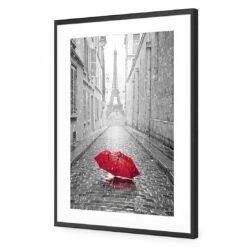 Lost Umbrella In Paris, Red Acrylic Print Art 7 Lost Umbrella In Paris, Red Acrylic Print Art -WALL ART DESGIN SALE lost umbrella in paris red acrylic print art with border black frame 45x30cm 456698