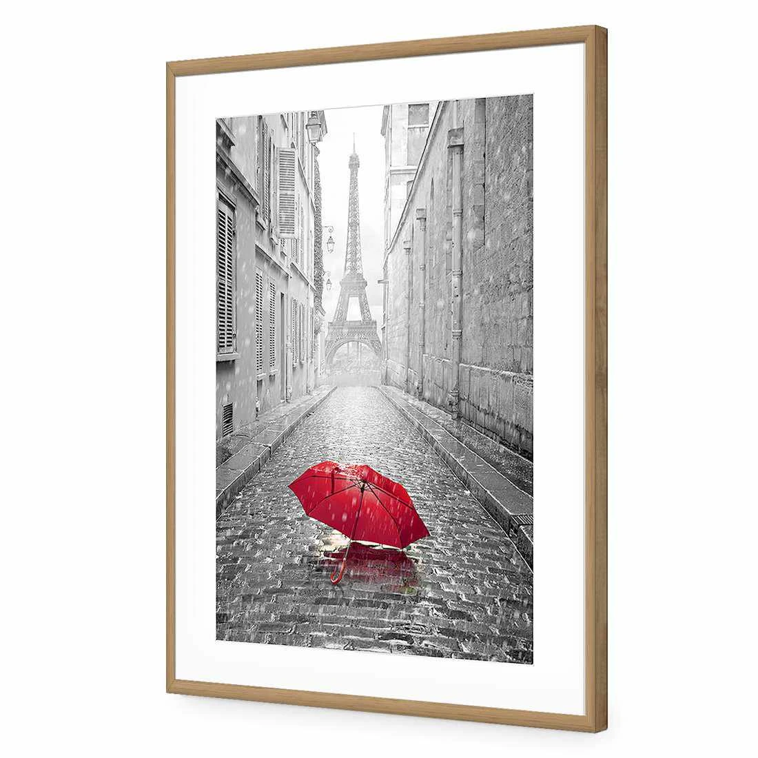 Lost Umbrella In Paris, Red Acrylic Print Art Lost Umbrella In Paris, Red Acrylic Print Art -WALL ART DESGIN SALE lost umbrella in paris red acrylic print art with border oak frame 45x30cm 852769