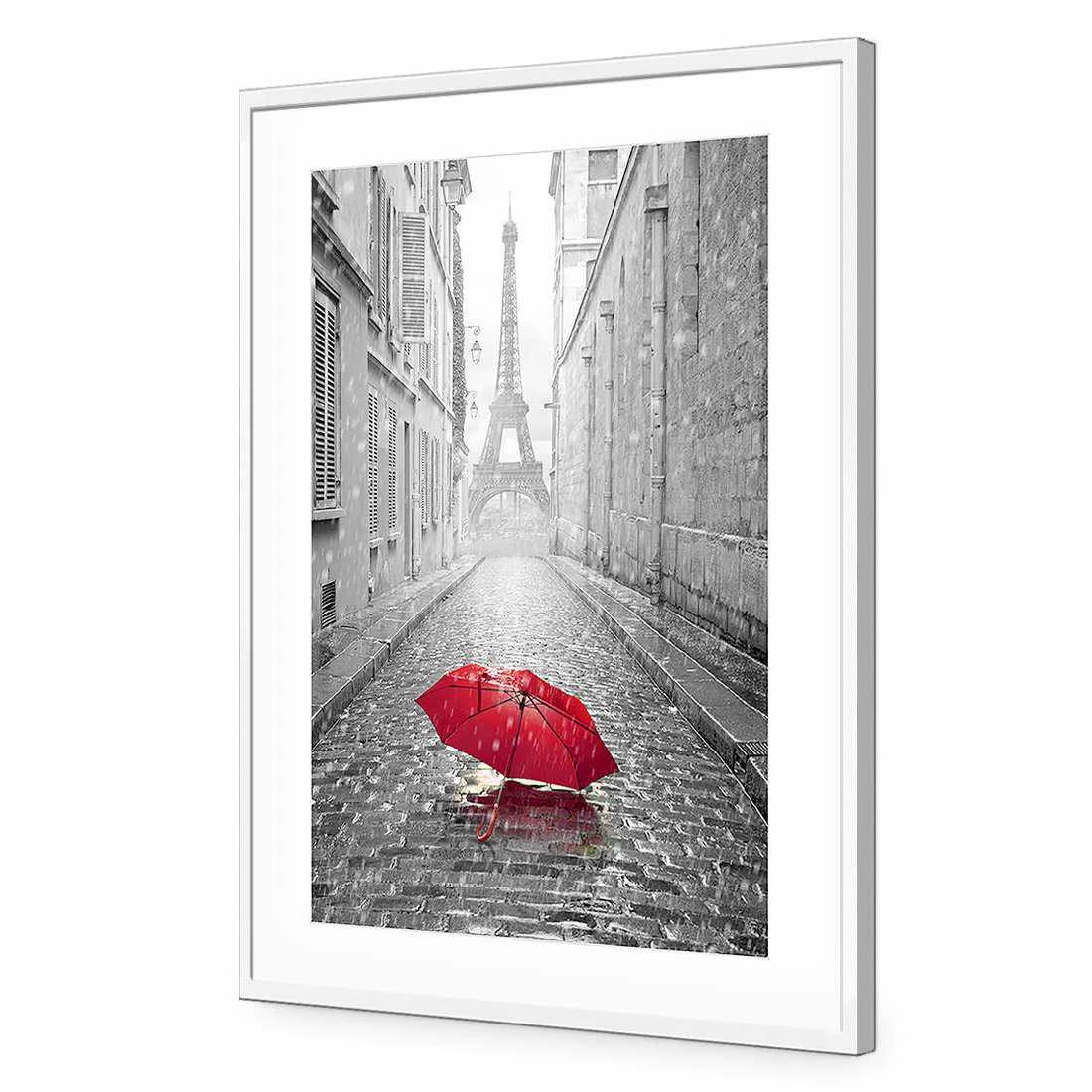 Lost Umbrella In Paris, Red Acrylic Print Art Lost Umbrella In Paris, Red Acrylic Print Art -WALL ART DESGIN SALE lost umbrella in paris red acrylic print art with border white frame 45x30cm 926544